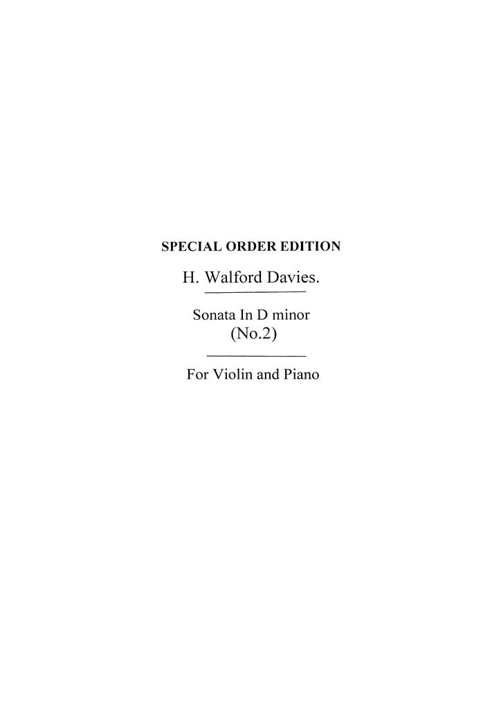 Violin Sonata No.2 In D Minor for Violin and Piano